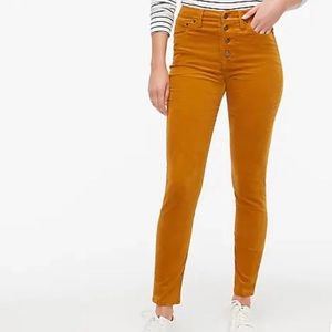 J. Crew 9" high-rise skinny corduroy pant with button fly gold burnt orange